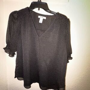 WHBM Black Short Sleeve Blouse
